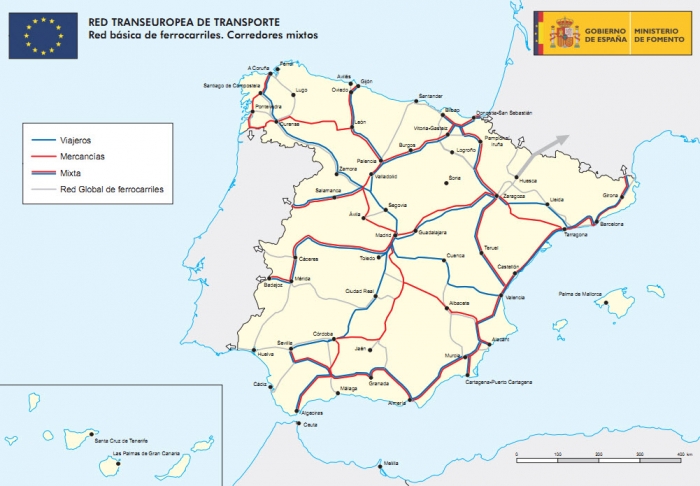 Los corredores actuales del transporte de mercancias en la penÃ­nsula.